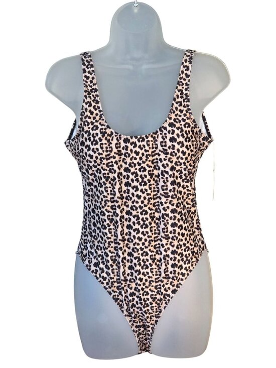 Dixperfect Other - Dixperfect Leopard Print One-Piece Swimsuit L High Waist Scoop Neck Cheeky Lined